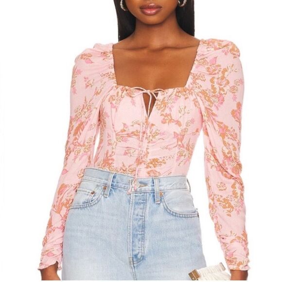 FREE PEOPLE Hilary Printed Top in “Pink Combo” Size XS MSRP $98 - Picture 13 of 13